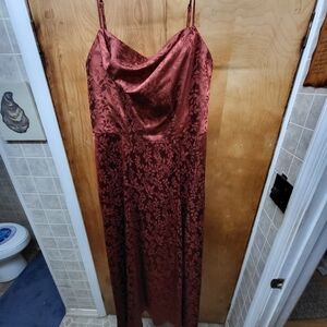 Elegant Red Floral Satin Gown